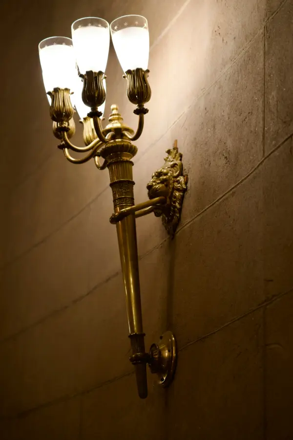 Aged metalwork and lighting